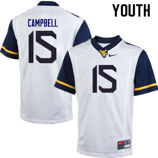 NCAA Youth George Campbell West Virginia Mountaineers White #15 Nike Stitched Football College Authentic Jersey OC23T40PP